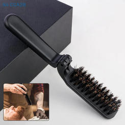 Boar Bristle Hair Brush Black Foldable Portable Comb Pocket Collapsible Travel Soft Massager Styling Tool Salon Men Women Gift