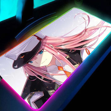 "Zero Two: Darling In The Franxx" RGB Large Gaming Mouse Pad, Rubber Keyboard Desk Mat