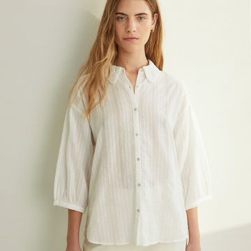 EMBROIDERED COTTON SHIRT ECRU