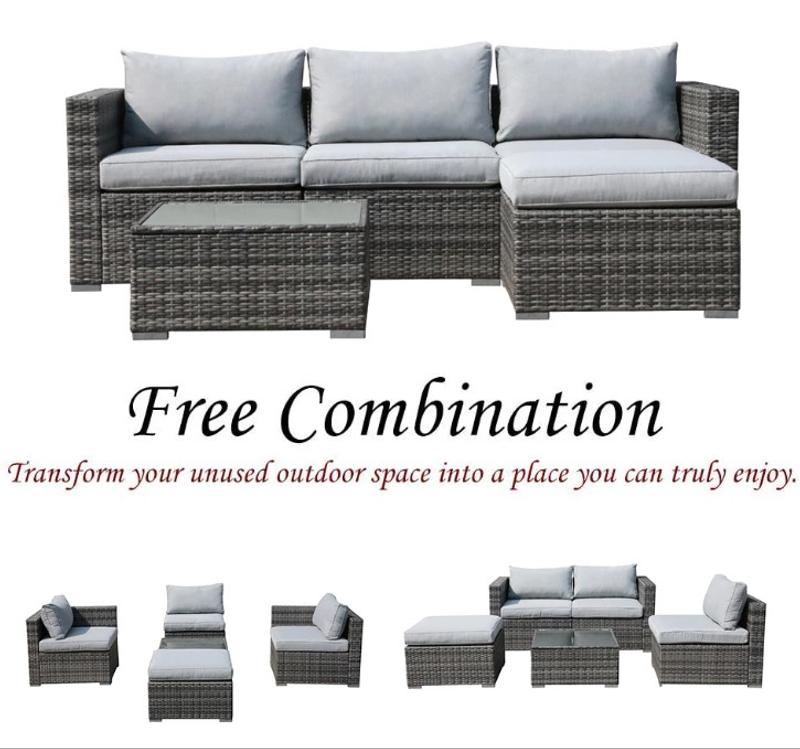 Description Picture 2 of itemJARDINA 4 Pieces Outdoor Sectional Set All-Weather Wicker Patio Sofa Set