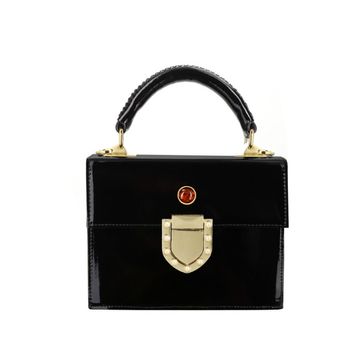Leather handbag ALEXIS mini vernice black
