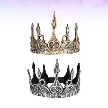 2pcs Medieval King Silver and Golden King Medieval Tiara for Birthday