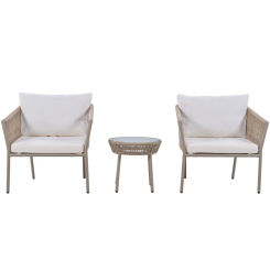 Light luxury simple style outdoor set, including 2 single chairs and 1 coffee table, suitable for outdoor, balcony, indoor, etc.