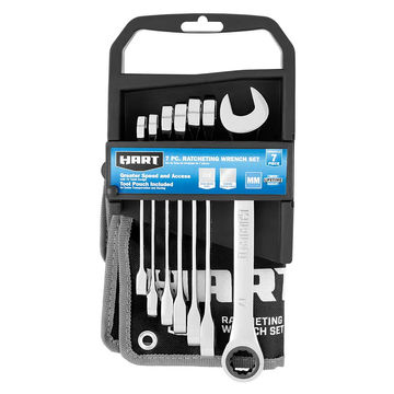 HART 7-Piece MM Ratcheting Wrench Set with Tool Pouch