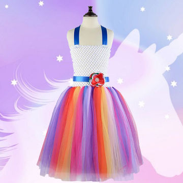 Rainbow Flower Girls Tutu Birthday Wedding Dresses Halloween Christmas Costume