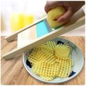 WoodCraft SliceMaster: Solid Wood Potato Grid Slicer and Vegetable Grater - Corrugated Net Chopper, Cutter, and Wave Knife