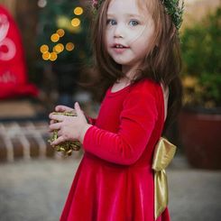 Fashion Girls Long Sleeve With Bow Knot Princess Party Pageant Dress 1-6T