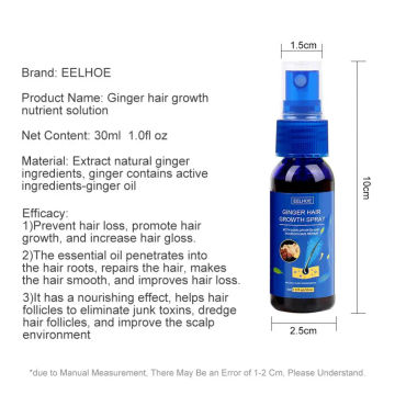 Strengthening Hydrating Ginger Hair Grower Spray Fast-acting Healthy Improve Hair Strength And Texture Men Women Natural Popular