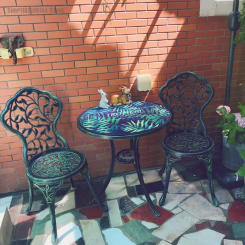 Balcony Small Tables And Chairs Three-piece Aluminum European Outdoor One Table And Two Chairs, Wrought Iron Courtyard Garden Co