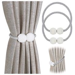 Pearl Elegance Magnetic Curtain Tiebacks: European-Styled Weave Clips for Effortless Drapery Decor