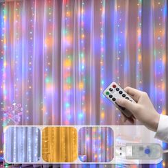Enchanting Curtain LED Garland Lights with USB Remote Control - Perfect for Festive Decor, Holidays, Weddings, and Christmas in Bedroom