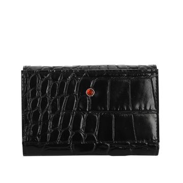 Women's croco black leather wallet