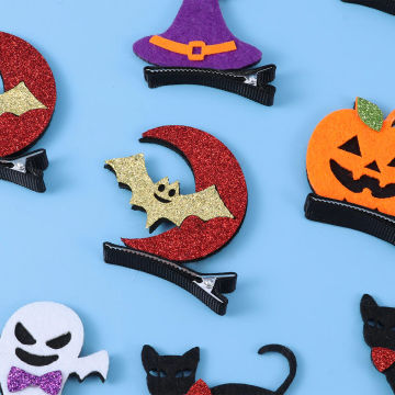 12 Pcs Hair Clip Halloween Clips Baby Barrettes Pumpkin Cartoon Child Accessories