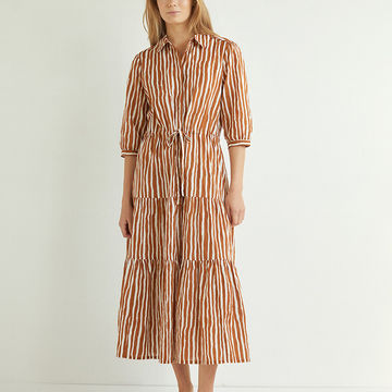 100% COTTON STRIPED SHIRT DRESS