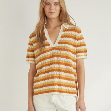 SHORT-SLEEVE V-NECK KNIT POLO