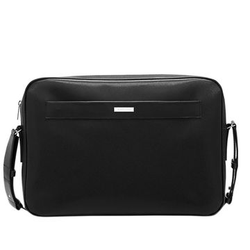 Artico black leather laptop bag