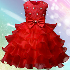 Toddler Little Girls Ruffles Flower Girl Dresses Birthday Prom Dress