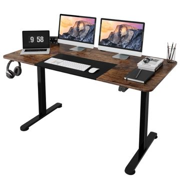 Goplus Costway 55" Electric Standing Desk Height Adjustable Home Office Table with Hook Rustic