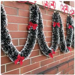 2M Christmas Garland Decorations with Ribbon, Ornaments, and Bowknot Accents - Perfect for Home, Bar Tops, and Xmas Supplies