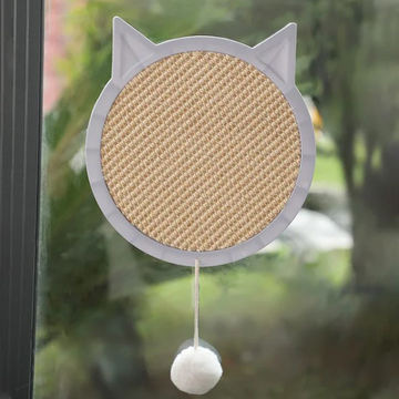 Natural Sisal Cat Scratcher Board - Wall Mounted Scratching Post Mat with Suction Cup, Cat Toy for Claw Care and Grinding