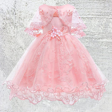 Toddler/Kids Pearl Flower Birthday Dresses Kids Little Girls Pageant Wedding Prom Birthday Party Dress