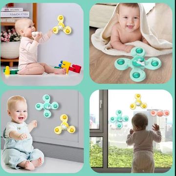 3Pcs/Set Funny Bathing Sucker Spinner Toys - Cartoon Rattles with Suction Cup for Educational Fun