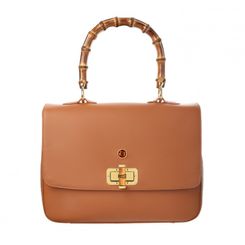 Leather handbag MERA NAPA COGNAC