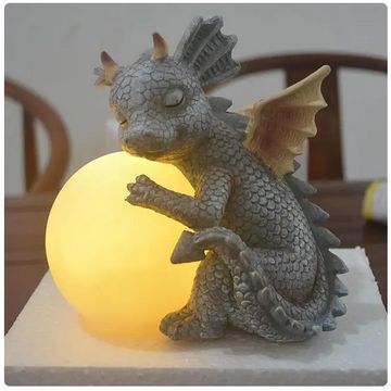 Resin Dragon Meditation Statue - Dinosaur-Shaped Miniature Courtyard Sculpture