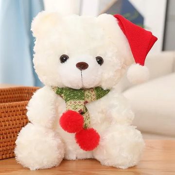 23CM Teddy Bear Plush Toy with Christmas Hat - Irresistibly Cute Stuffed Companion for Children, Girlfriends, and Birthday