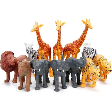 Jumbo Safari Animal Figurines Toys, 12 Piece African Jungle Zoo