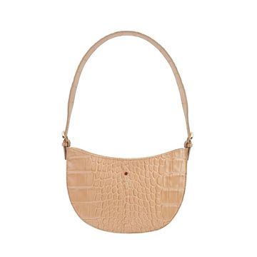 Women's leather bag MOON croco camel