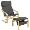 Goplus Relax Lounge Chair Bentwood Armchair & Padded Ottoman Set with Magazine Rack