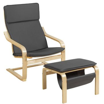 Goplus Relax Lounge Chair Bentwood Armchair & Padded Ottoman Set with Magazine Rack