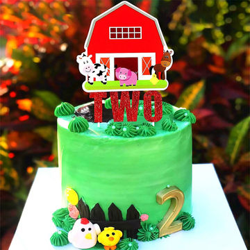 Farm 2nd Birthday Cake Topper Cow Two Birthday Cake