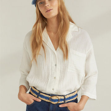 RAFFIA BELT BLUE STRIPE