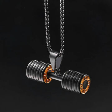  Fitness Dumbbell Pendant Necklace for Men - Workout Jewelry for Gym Enthusiasts