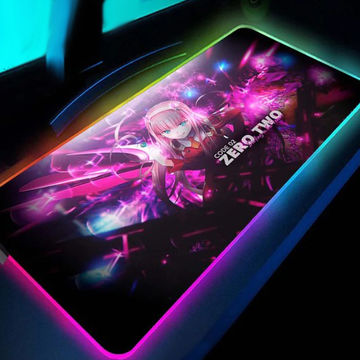 "Zero Two: Darling In The Franxx" RGB Large Gaming Mouse Pad, Rubber Computer Keyboard Desk Mat