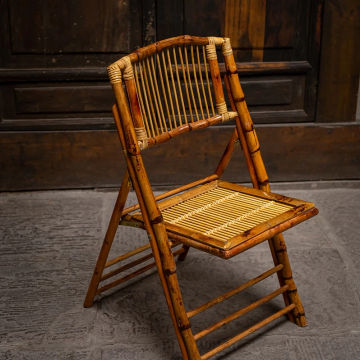 Folding Stool Back Chair Handmade Old-fashioned Bamboo Weaving Home Retro Rattan Outdoor Garden Weaving Bamboo Chair