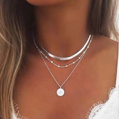  Punk Multi-Layer Lock Chain Necklace with Beads Pendant - Fashion Statement Jewelry for Women