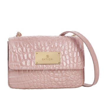 Women's leather bag ELLE croco pink powder