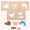 Creative Montessori Wooden Stencil Set: 20pcs DIY Painting Templates for Kids' Educational Drawing Fun - Perfect Children's Gift