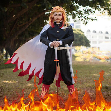 Rengoku Kyojurou Costume Halloween Kyoujurou Cosplay Outfit Full Set For Kids and Adult