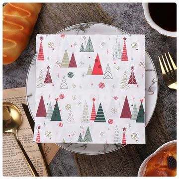 Christmas Tree Print Disposable Paper Napkins for Xmas Theme Party Supplies