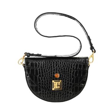 Women's leather bag AMBER croco black