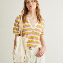 SHORT-SLEEVE V-NECK KNIT POLO
