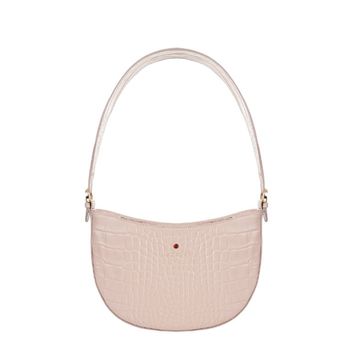 Women's leather bag MOON croco powder pink