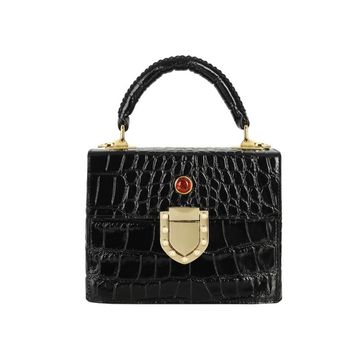 Leather handbag ALEXIS mini croco black