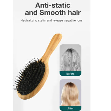 Boar Bristle Hair Brush Wooden Anti-Static Detangle Brush Hair Scalp Massage Comb Air Cushion Styling Tools For Women