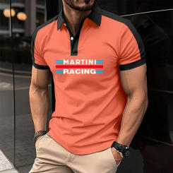 2024 Summer Streetwear 50% Cotton Men Polo Shirt tops Martini Racing print Casual Fashion Contrast Color new golf shirt