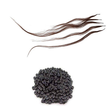 200 PCS 5Mm Dark Brown Color Silicone Lined Micro-Rings Links Beads & 100S 22 Inch Keratin Pre-Bonded Stick I Tip Hair
